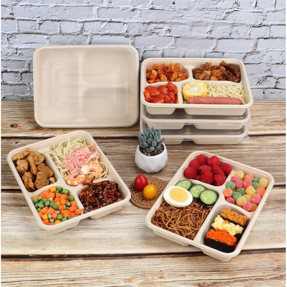 Meal prep 23 Oz 4 Compartment Bento Boxes. 25 W/Lids [G]